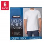 Kirkland Signature Men's Crew Neck T-Shirt, White, 6-Pack, 100% Cotton
