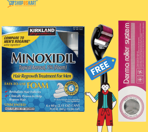Kirkland Foam Minoxidil India Hair Regrowth 6 Month Supply Free Derma Roller