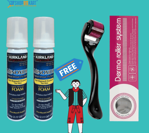 Kirkland Foam Minoxidil India Hair Regrowth 2 Month Supply Free Derma Roller