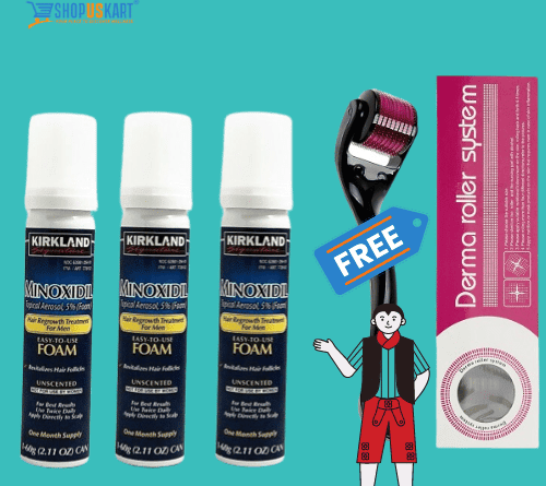 Kirkland Foam Minoxidil India Hair Regrowth 3 Month Supply Free Derma Roller